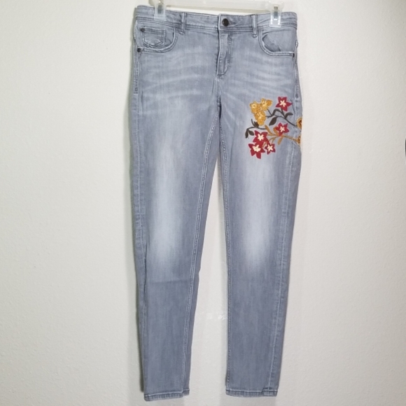 Zara Denim - ❤Zara Basic | Floral Embroidered Skinny Cr…
